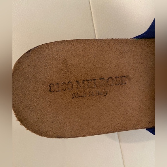 8100 Melrose Fred Segal Blue Suede Slide Wedge Sandal Size EU37 - Picture 7 of 8